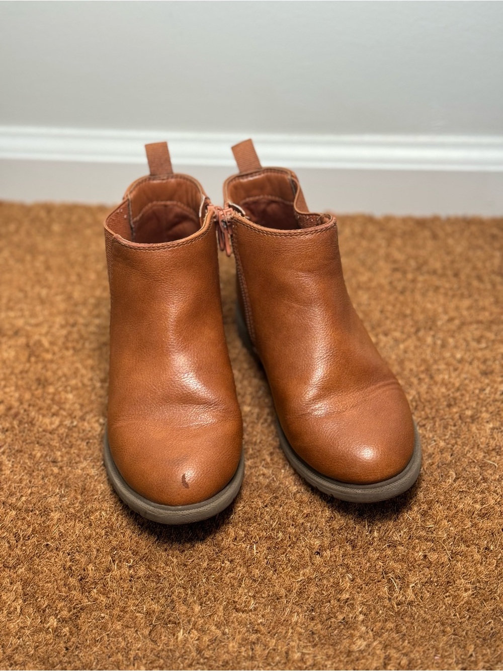 Kids Brown/Tan Leather Ankle Boots